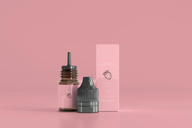 Dropper Bottle And Box Mockup Psd