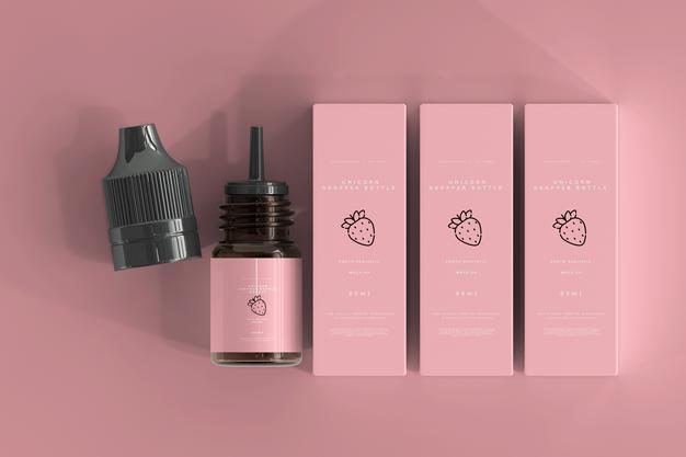 Dropper Bottle And Box Mockup Psd