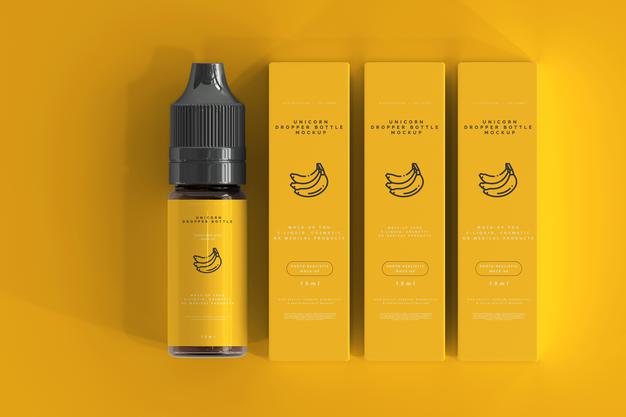 Dropper Bottle And Box Mockup Psd