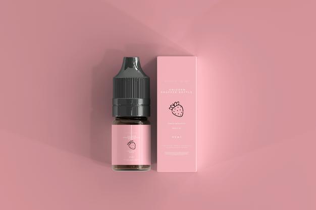 Dropper Bottle And Box Mockup Psd