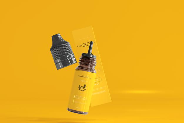 Dropper Bottle And Box Mockup Psd