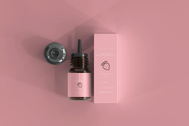 Dropper Bottle And Box Mockup Psd