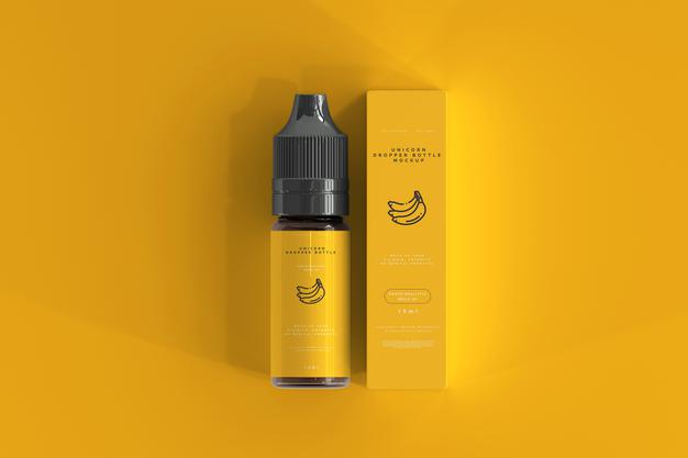 Dropper Bottle And Box Mockup Psd
