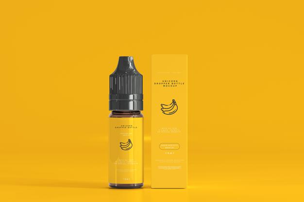 Dropper Bottle And Box Mockup Psd