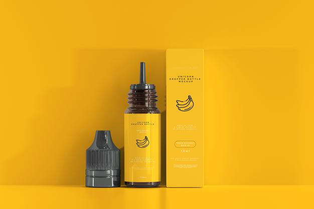 Dropper Bottle And Box Mockup Psd