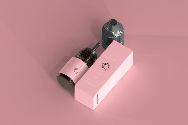 Dropper Bottle And Box Mockup Psd