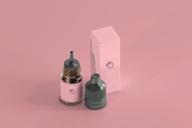 Dropper Bottle And Box Mockup Psd