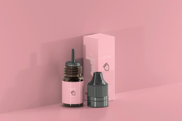 Dropper Bottle And Box Mockup Psd
