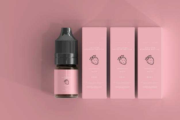 Dropper Bottle And Box Mockup Psd