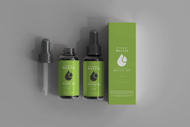 Dropper Bottle Mockup Box Psd