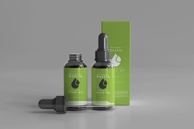 Dropper Bottle Mockup Box Psd