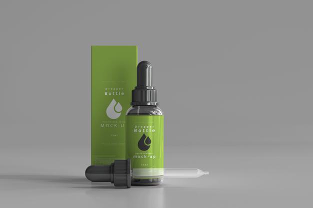 Dropper Bottle Mockup Box Psd