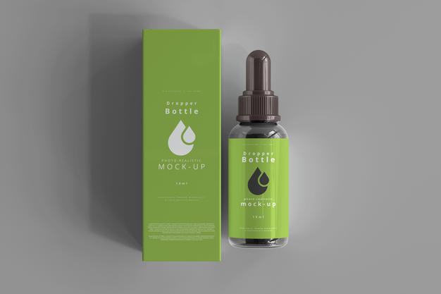 Dropper Bottle Mockup Box Psd