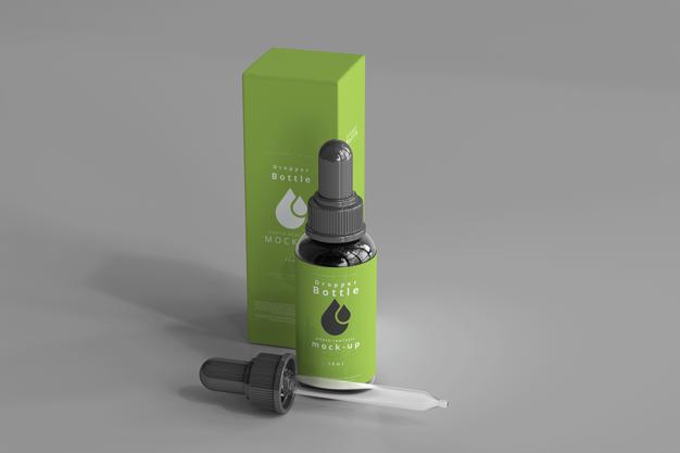 Dropper Bottle Mockup Box Psd