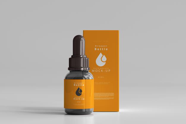 Dropper Bottle Mockup With Box Psd