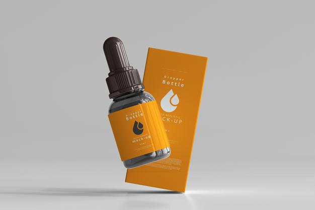 Dropper Bottle Mockup With Box Psd