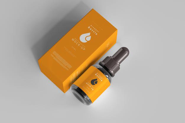 Dropper Bottle Mockup With Box Psd