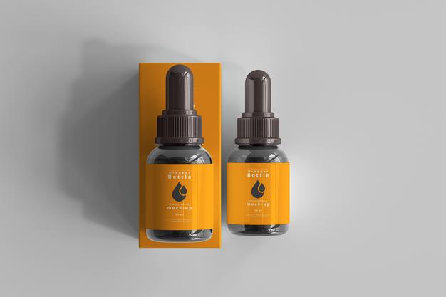 Dropper Bottle Mockup With Box Psd