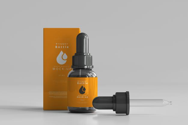 Dropper Bottle Mockup With Box Psd