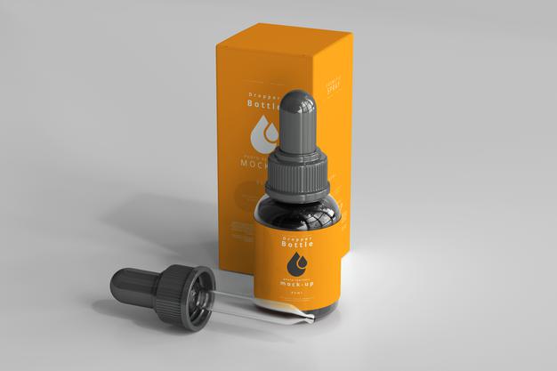 Dropper Bottle Mockup With Box Psd