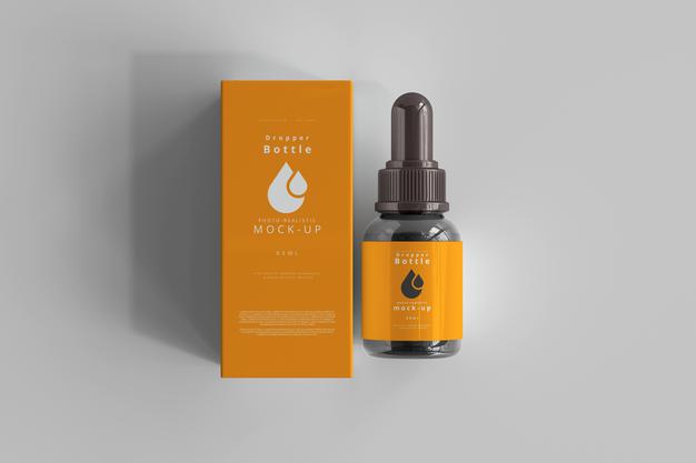 Dropper Bottle Mockup With Box Psd