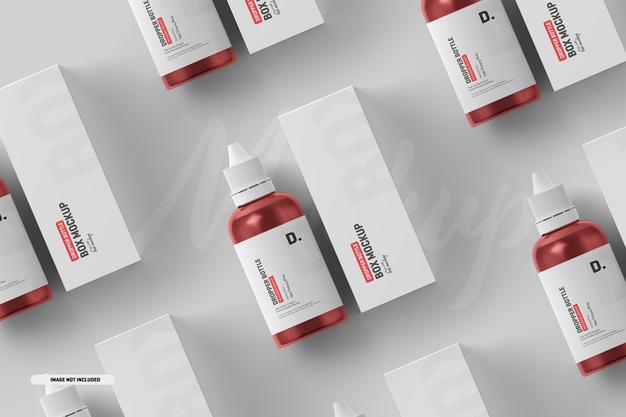 Dropper Bottle Mockup With Box Psd