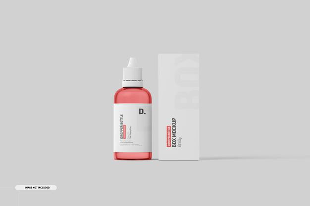 Dropper Bottle Mockup With Box Psd