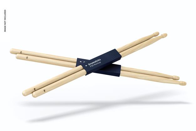 Drumsticks Mockup, Falling Psd