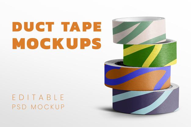 Premium PSD  Psd patterned duct tape mockup psd editable design