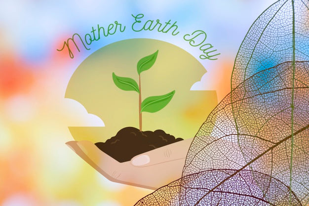 Earth Day Logo With Translucent Leaves Psd