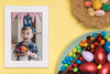 Easter Boy Photo And Eggs Psd