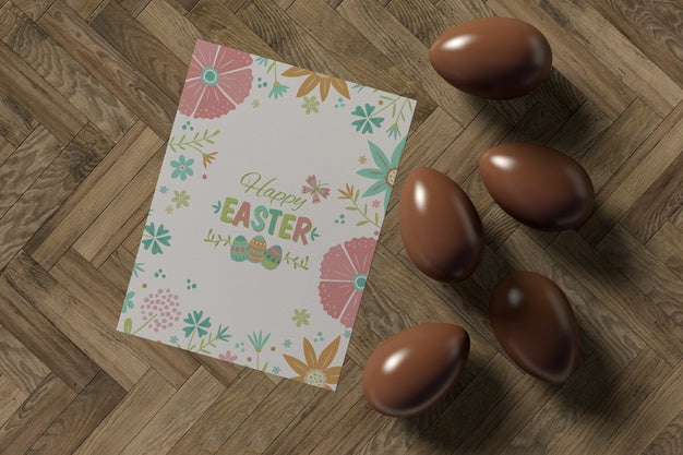 Easter Card And Chocolate Eggs Psd