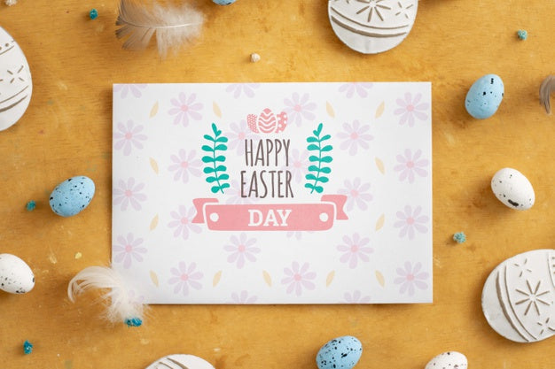 Easter Card Surrounded By Eggs. Psd
