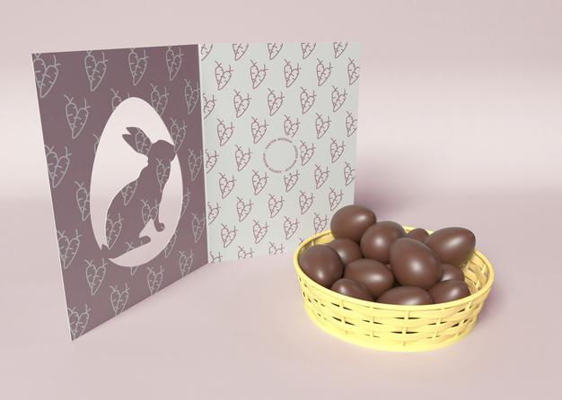 Easter Card With Chocolates Mockup Psd
