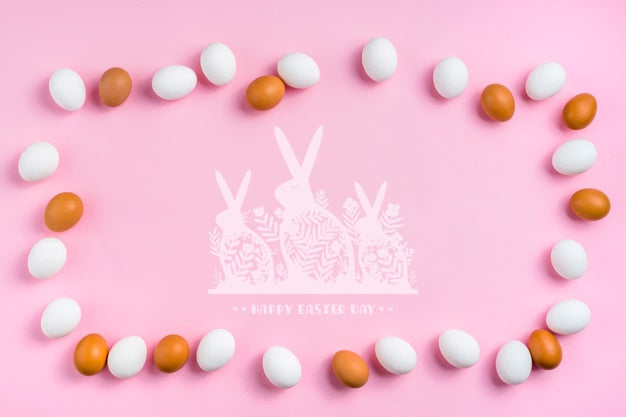 Easter Day Mockup With Eggs And Bunnies Psd