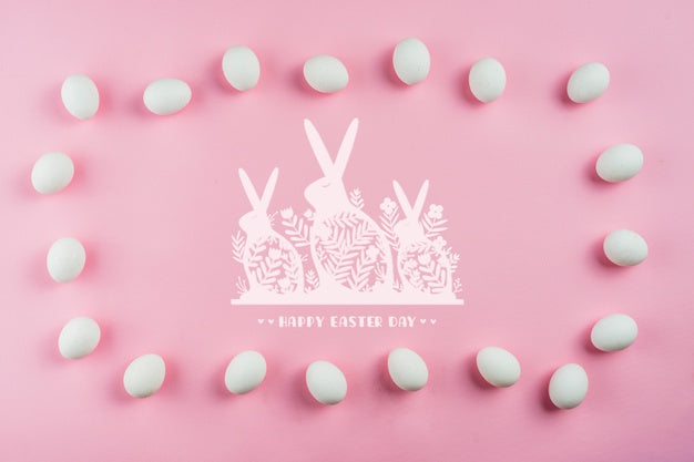Easter Day Mockup With Eggs And Bunnies Psd