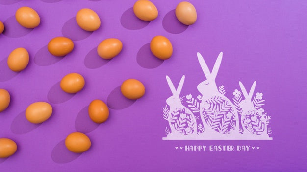 Easter Day Mockup With Eggs And Bunnies Psd