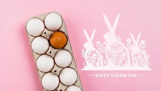 Easter Day Mockup With Eggs And Bunnies Psd