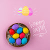 Easter Day Mockup With Nest Of Colored Eggs Psd