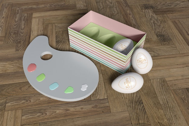 Easter Eggs And Painting Tools Psd