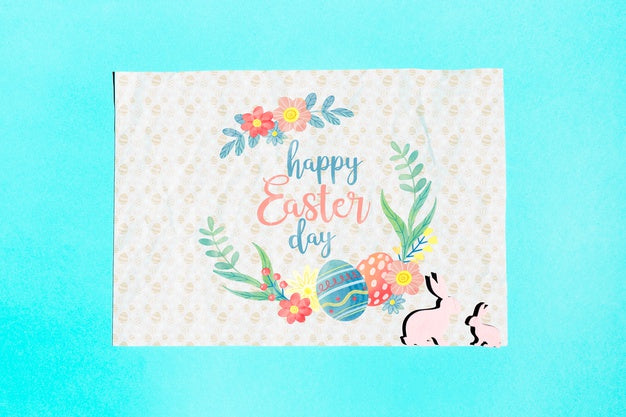 Easter Mockup Flat Lay For Greeting Card Psd