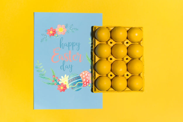 Easter Mockup Flat Lay For Greeting Card Psd