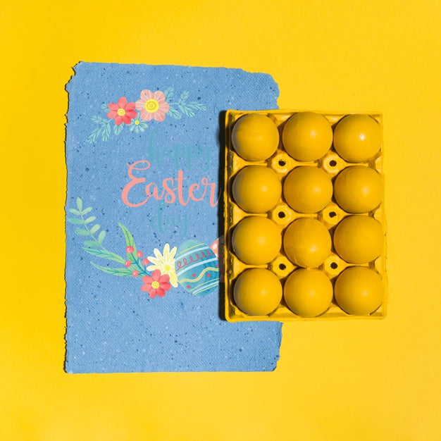 Easter Mockup Flat Lay For Greeting Card Psd