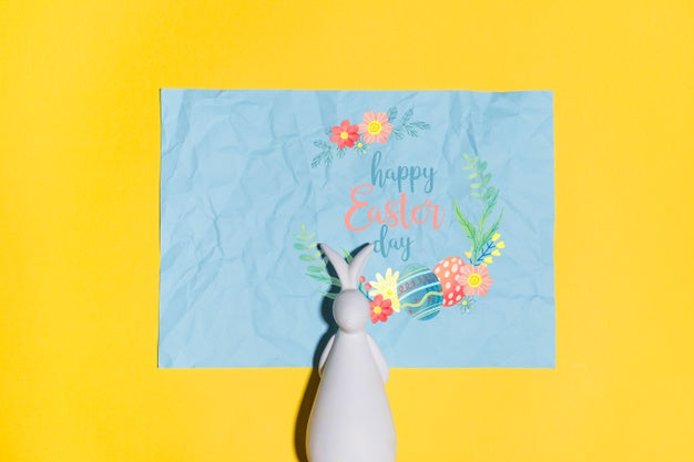 Easter Mockup Flat Lay For Greeting Card Psd