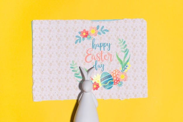 Easter Mockup Flat Lay For Greeting Card Psd