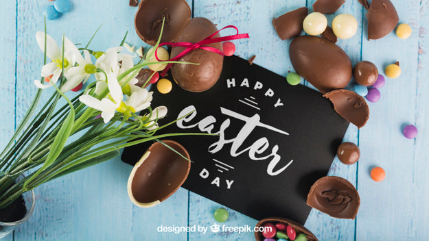 Easter Mockup With Choco Eggs Psd