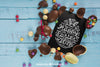 Easter Mockup With Chocolate Eggs And Black Envelope Psd