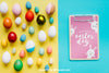 Easter Mockup With Clipboard And Eggs Psd