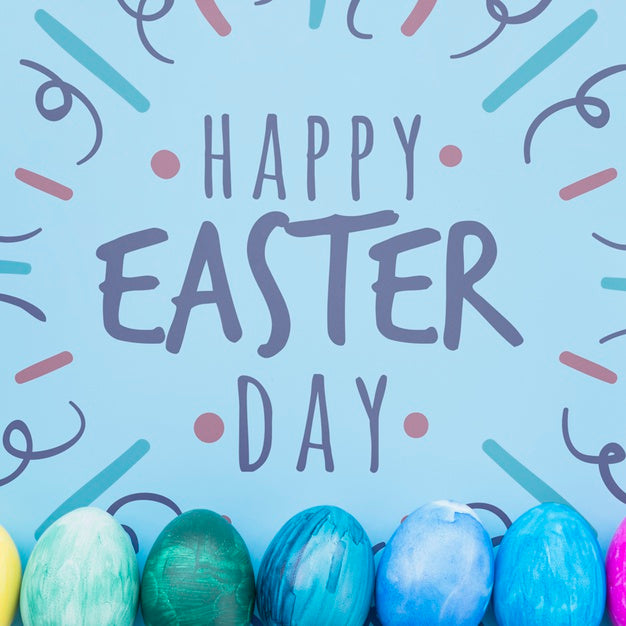 Easter Mockup With Colorful Egg Line Psd