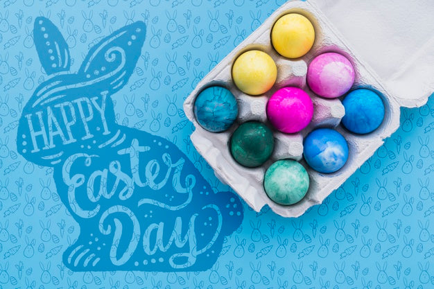 Easter Mockup With Colorful Eggs Psd